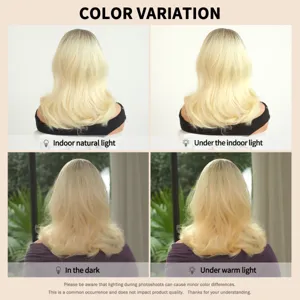 Kurze blonde synthetische Stirnband-Perücke zeigt natürliche Farbvariationen im Licht.