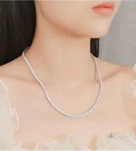 Κολιέ τένις με πέτρες μοissanite από ασήμι S925, μινιμαλιστικό πολυτελές κόσμημα.