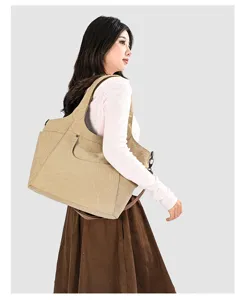 Vintage casual canvas shoulder bag, large capacity tote bag for women daily use.