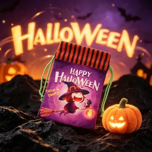 Τσάντα καραμέλας Halloween με κορδόνι για παιδιά, υφασμάτινη τσάντα δώρου μάγισσας.
