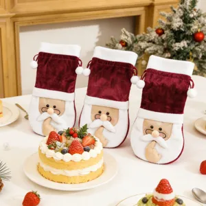 Copertura per bottiglia di vino di Natale simpatico Babbo Natale decorazione tavola festa