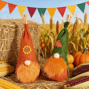 Thanksgiving Harvest Gnome Faceless Doll Autumn Scarecrow Tabletop Window Ornament Plush Sunflower Maple Leaf Home Decor