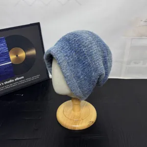 Japanese slouchy knitted beanie hat for autumn and winter warm casual daily wear caps.