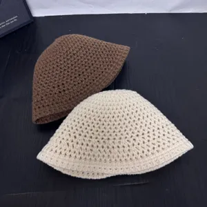 Herfst winter warme gebreide emmer hoed effen kleur casual koepel visser hoed vrouwen pet