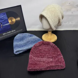 Slouchy knit beanie hat for women autumn winter warm soft cozy casual outdoor daily wear style design.