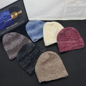 Cozy slouchy knit beanie hat for autumn and winter, warm soft pullover cap for women.