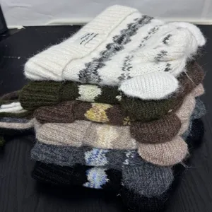 Cute bear ear knit hat for women autumn winter warm retro fair isle beanie solid color woolen cap