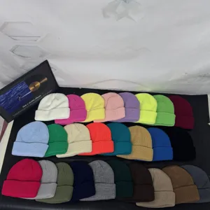 Colorful knitted beanie hats short round dome docker caps casual winter warm wool caps