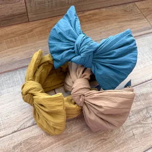 Serre-tête Nœud Style Coréen pour Femmes Bord Large Effet Volume Haut Couleur Unie Accessoires de Coiffure Doux et Mode