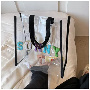 Transparente PVC Tote Tasche Jelly Strandtasche Große Kapazität Sommer Handtasche Bunt