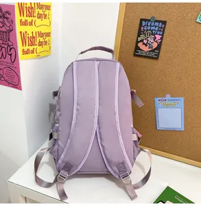 Zaino casual in tinta unita stile giapponese borsa scolastica per studenti viola chiaro