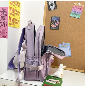 Zaino da scuola casual in stile giapponese minimalista in tinta unita per studenti