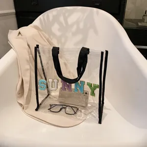 Damen Transparent PVC Strandtasche Große Kapazität Tote Jelly Bag Sommer Mode Klares Schulterhandtasche