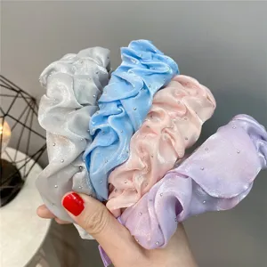 Korean style pleated rhinestone padded headband, sweet pastel hair hoops for women set.