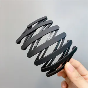 Black expandable hair claw clip foldable bird nest hair clip anti-slip hair accessories