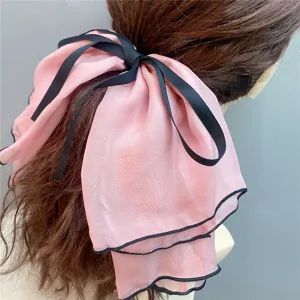 Sweet oversized double-layer bow hair clip, cute chiffon hair accessory for women.