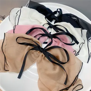 Sweet Oversized Double Layer Chiffon Bowknot Hair Clip Ruffle Edge Elegant Hair Barrettes Fashion Hair Accessories For Women
