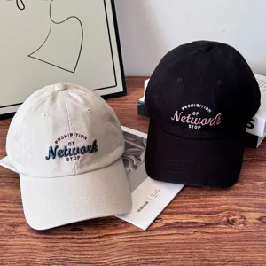 Vintage embroidered baseball cap detailed view, casual couple hat, streetwear style.
