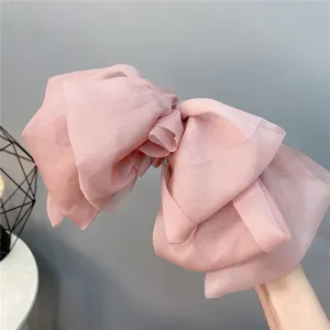 Korean Style Oversized Mesh Bow Hair Clip 3-Layer Draping Spring Clip Elegant Hair Accessories For Women