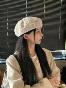 Elegante berretto donna a quadri primavera autunno retro chic cappello pittore morbido comodo