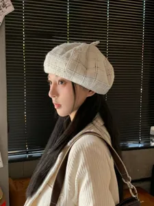Donna Cappello Berretto Scozzese Bianco Vintage Stile Coreano Pittore Cappello Ottagonale
