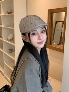 Japanese retro heart embroidered newsboy hat for women fashion cute stylish beret cap