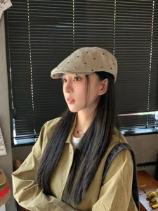 Japanese vintage retro heart embroidery beret newsboy flat cap for women stylish