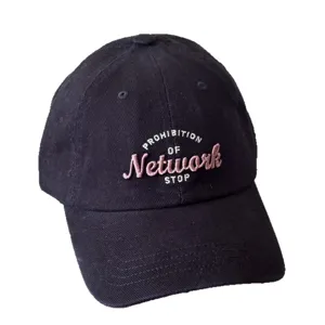 American retro style embroidered baseball cap in black, classic curved brim casual hat for adults.
