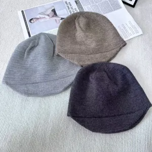 Sombrero de equitación cálido de punto mujer otoño invierno sólido doble ala cubo moda