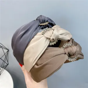 Korean style wide knotted rhinestone headband elegant hair hoop women fashion hair accessory