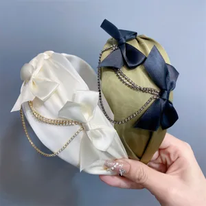 Korean ribbon bow double-layer tassel headband sweet style hair hoop accessory detail