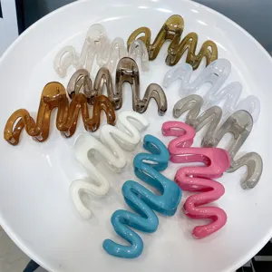 Colorful wave hair claw clips large jelly hair catch hairpin for women hair accessories