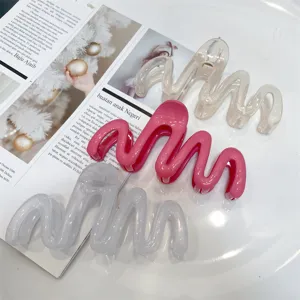 Chic wavy hair claw clips jelly color large hair catch sweet hair styling accessories for women.