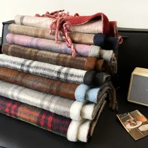 Cozy plaid winter scarf, thick warm couples neck warmer and versatile shawl for cold weather.
