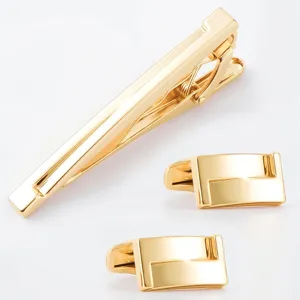 Ensemble Pince à Cravate et Boutons de Manchette en Métal pour Hommes Design Géométrique Épuré Accessoires de Costume Bijoux