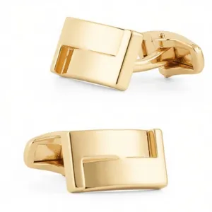 Boutons de manchette homme en metal dore avec design geometrique pour chemises habillees.