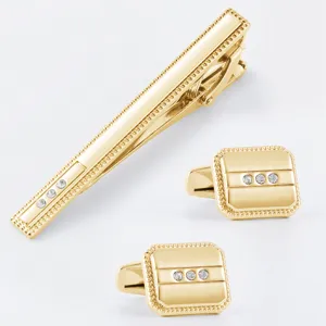 Hommes Mode Alliage Strass Boutons de Manchette Et Pince à Cravate Ensemble Affaires Mariage Costume Chemise Accessoires