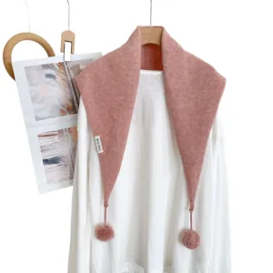 Echarpe triangulaire en tricot pour femme automne hiver mode châle pompon élégant