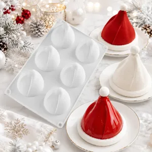 Weihnachten Weihnachtsmann Mütze Silikonform Mousse 6er DIY Backen Schokolade Form