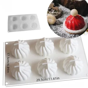 Silikon Mousse Form 6-Kavitäten Weihnachtsmuetze Backwerkzeug für Kuchen Dessert.