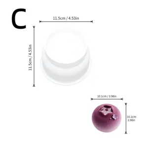 Moule a gateau en silicone fruit, moule a mousse myrtille 4 pouces pour chocolat.