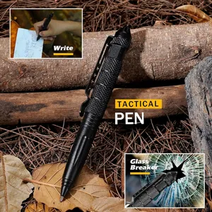 Tactische pen multifunctioneel outdoor survival gereedschap met ruitbremer en schrijffunctie.