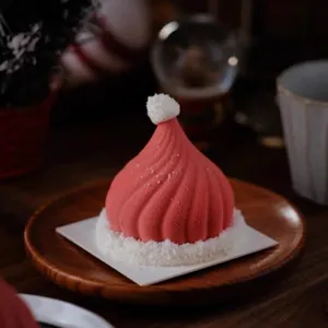 Weihnachtsmütze Mousse Silikonform festliches Dessert Schokolade Backwerkzeug Hauptbild.