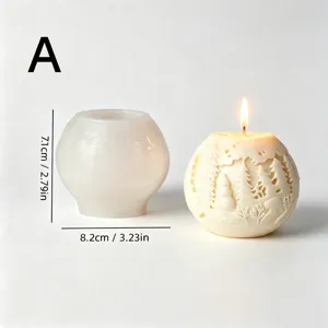 Silicone candle mold with 3D Christmas forest deer relief design for DIY aromatherapy candles.