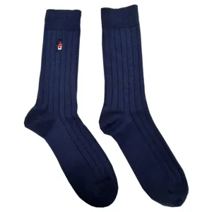Men's thermal merino wool crew socks, winter thick ribbed business dress socks with embroidery.