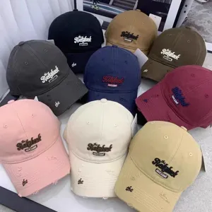 Gorra de béisbol lavada desgastada con bordado de letras, sombrero casual elegante para sol.