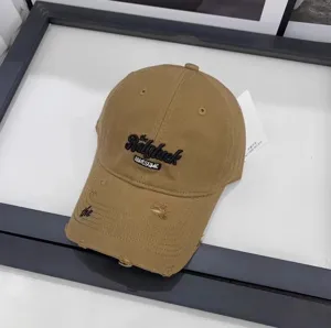 Gorra de béisbol lavada y desgastada con bordado de letras, sombrero informal con visera curva vintage.