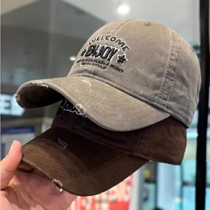 Gorra de béisbol bordada y desgastada para hombres y mujeres, sombrero de algodón casual.