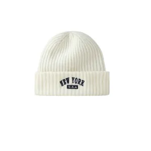Gorro de punto bordado New York de moda, streetwear de invierno cálido para hombre y mujer.