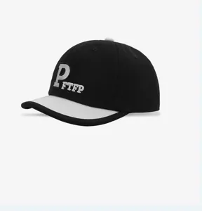 Classic black and white baseball cap with distinct P letter embroidery detail for daily wear.